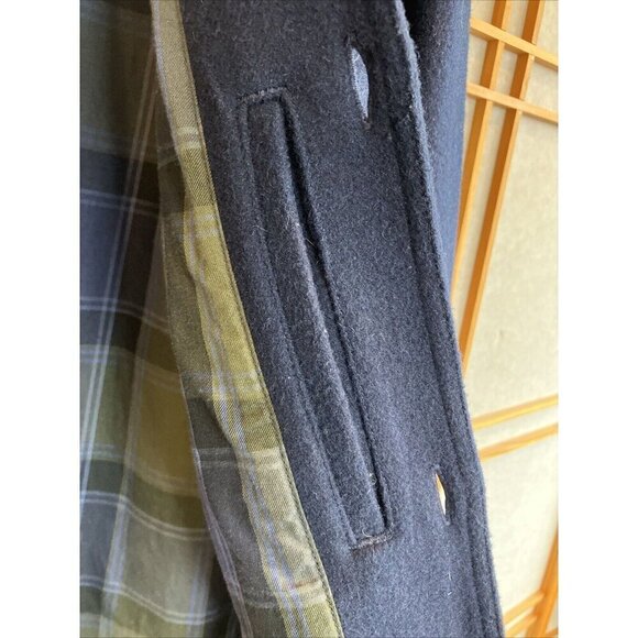 Men’s Timberland Button Down Navy Blue Wool Barn Jacket, Fully Lined, Pockets - Picture 6 of 11